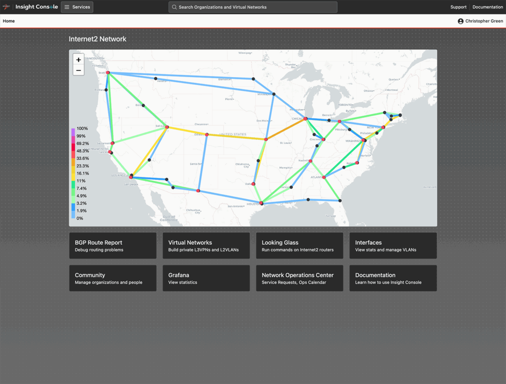 Internet2 Insight Console screenshot